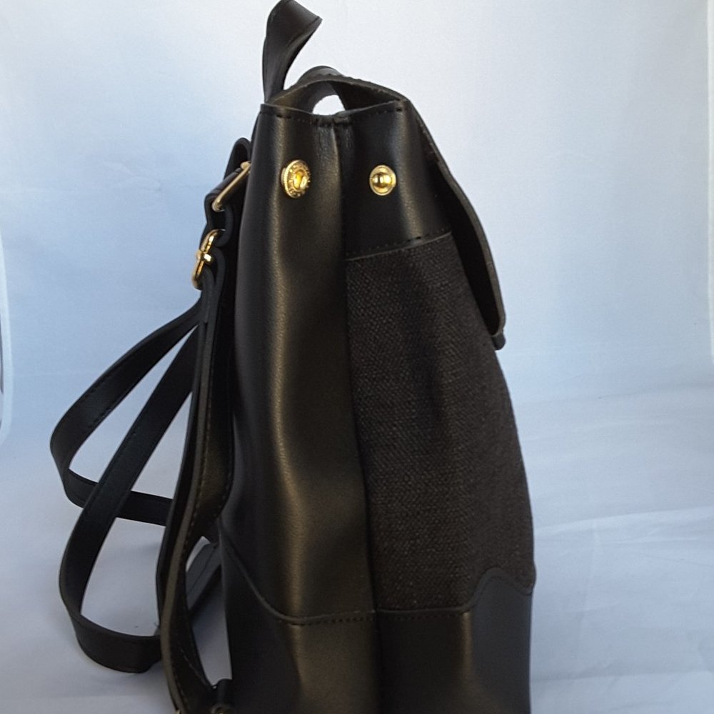 FAUX LEATHER BLACK BACKPACK - Picture 2 of 7